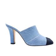 Chanel Vintage Pre-owned Laeder mules Blue, Dam