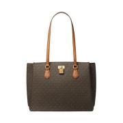 Michael Kors Brun Monogram Toteväska med Guldaccenter Brown, Dam