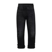 R13 Straight Jeans Black, Dam