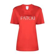 Patou Röd Logo Print Bomull T-shirt Red, Dam