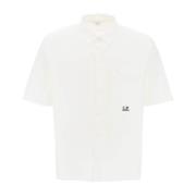 C.p. Company Kortärmad poplin skjorta med logotyp White, Herr