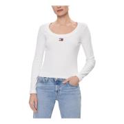 Tommy Jeans Long Sleeve Tops White, Dam