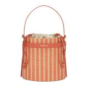 Furla Randig Raffia Bucket Väska Multicolor, Dam