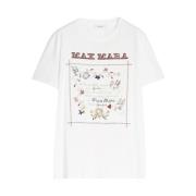 Max Mara Kortärmad bomullst-shirt med logotyp White, Dam
