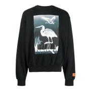 Heron Preston Svart Sweatshirt - Regular Fit - Kallt Väder - 100% Bomu...