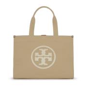 Tory Burch Ella Canvas Tote Väska Beige, Dam