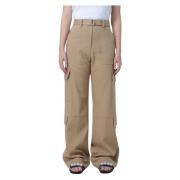Msgm Wide Trousers Brown, Dam