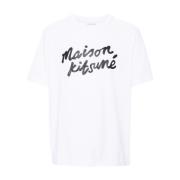 Maison Kitsuné Logo Print Crew Neck T-shirt White, Herr