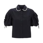 Simone Rocha Klassisk Vit Button-Up Skjorta Black, Dam