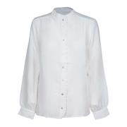 Iblues Vit Silk Duck Skjorta med Ruffles White, Dam