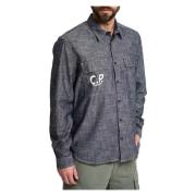 C.p. Company Denim Skjorta med Långa ärmar Blue, Herr