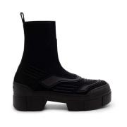 Vic Matié Stickad Roccia Svart Bootie Black, Dam