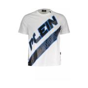 Plein Sport Vit Bomull T-Shirt med Kort Ärm och Tryckt Logotyp White, ...