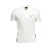 Napapijri Vit Polo Shirt med Tryck och Logo White, Herr