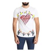 Dolce & Gabbana Valentine Print Crew Neck T-Shirt White, Herr