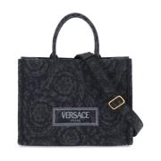 Versace Barocco Jacquard Tote Väska Black, Dam