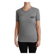 Dolce & Gabbana Grå Crewneck Amore Patch Bomull T-shirt Gray, Dam