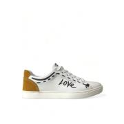 Dolce & Gabbana Vit Orange Läder Sneakers White, Herr