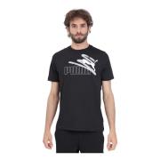 Puma Sportig Svart T-shirt med Logotyptryck Black, Herr