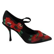 Dolce & Gabbana Röd Blomma Kristall Mary Janes Pumps Multicolor, Dam