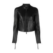 Dsquared2 Leather Jackets Black, Dam