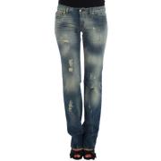 Roberto Cavalli Sleek Flair Leg Low Waist Denim Blue, Dam