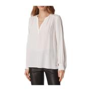 Tommy Hilfiger Avslappnad passform V-ringad blus White, Dam