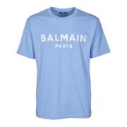 Balmain Crew-neck Logo Print T-shirt Blue, Herr