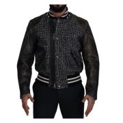 Dolce & Gabbana Multifärgad Houndstooth Läder Bomberjacka Multicolor, ...