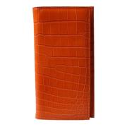 Dolce & Gabbana Orange Krokodil Läder Bifold Korthållare Orange, Unise...