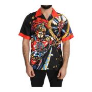 Dolce & Gabbana Silkes Multifärgad Tryckt Casual Skjorta Multicolor, H...