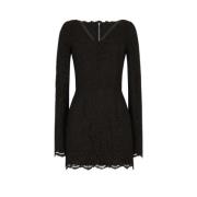 Dolce & Gabbana Kort Svart Spetsklänning Black, Dam