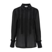 Ganni Klassisk Vit Button-Up Skjorta Black, Dam