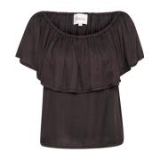 My Essential Wardrobe Off-Shoulder Svart Florence Blus Black, Dam