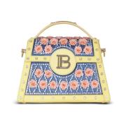 Balmain B-Buzz Dynasty väska broderad med rutnät och rosor Multicolor,...