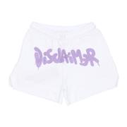Disclaimer Logo Short White Lilac Streetwear White, Dam