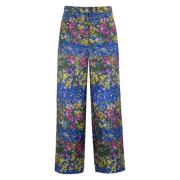 Max Mara Studio Blommig silke twill byxor Multicolor, Dam