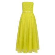 Max Mara Studio Broderad Organza Klänning Gul Yellow, Dam