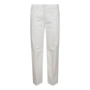 Dondup Hög Midja Bootcut Skinny Byxor White, Dam