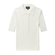 A.p.c. Danae Pima Cotton Polo Shirt White White, Dam
