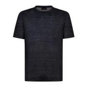 Roberto Collina Linne T-shirt Svart Rt20021 Rt2009 Black, Herr