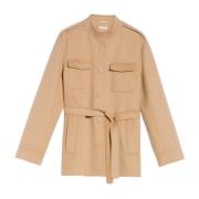 Max Mara Ull Saharan jacka med mandarinkrage Beige, Dam