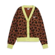 Puma Leopard Print Cardigan Sweater Multicolor, Dam