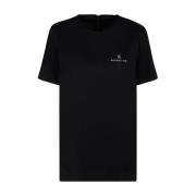 Moncler Svart Bomull Jersey Logo T-shirt Black, Dam