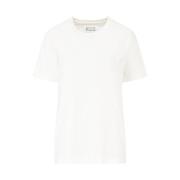 Maison Margiela Broderad Logotyp Crew Neck T-shirt Beige, Dam