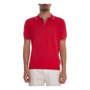 Gran Sasso Kontrast Piping Jersey Polo Shirt Red, Herr