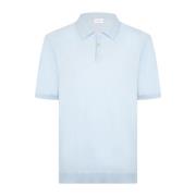 Ballantyne Ultralight Cotton Knit Polo Shirt Blue, Herr
