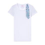 Emilio Pucci Vit Jersey T-shirt med Banddetaljer White, Dam