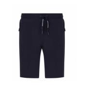 Armani Exchange Bomull Sports Shorts - Blå Rak Passform Blue, Herr