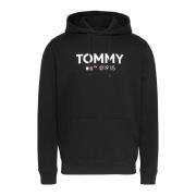 Tommy Jeans Svart hoodie med stort logotyp Black, Herr